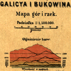 Mountains and Rivers Map of Galicia and Bukovina after 1885