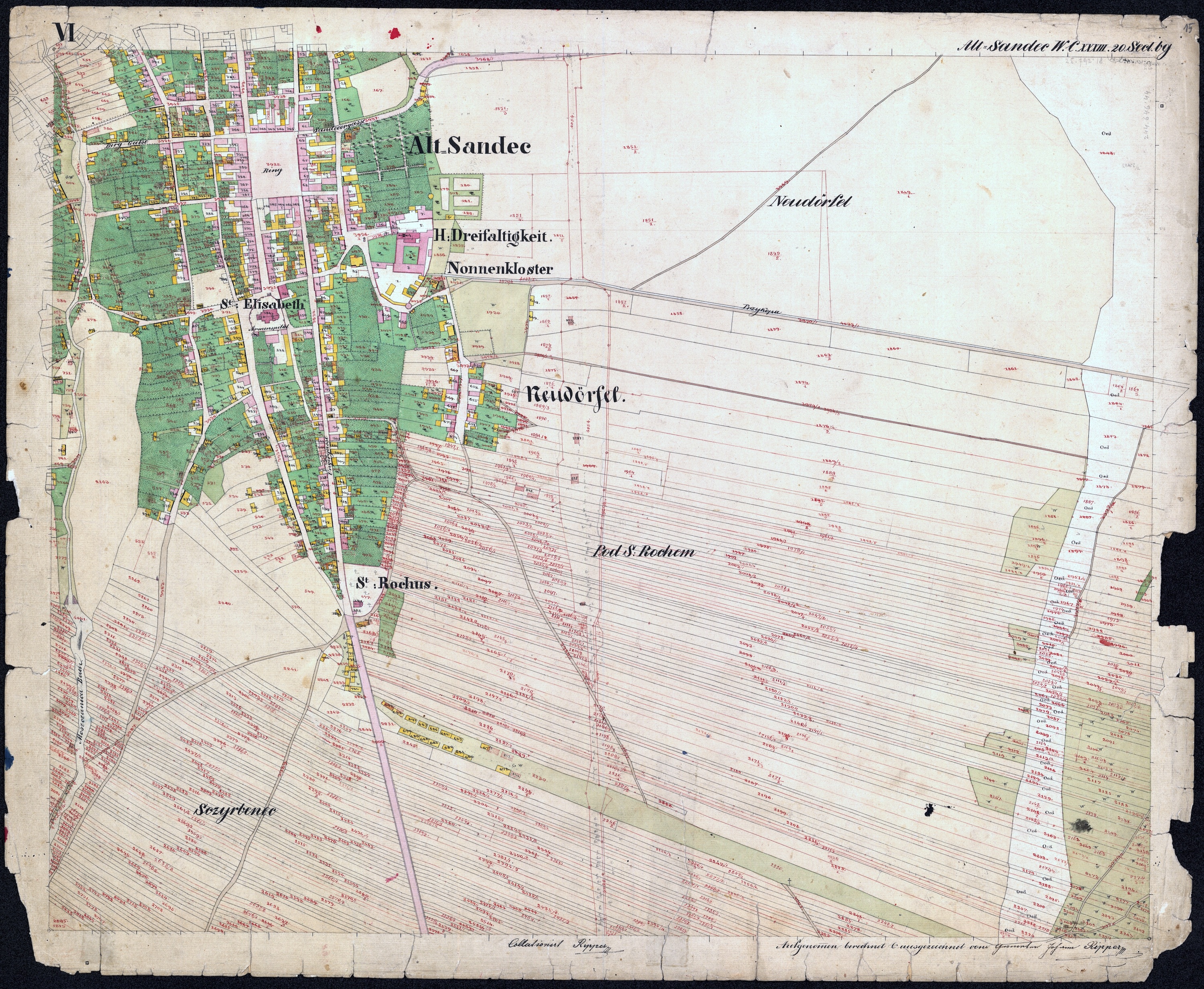 the 1847 cadastral map of Stary Sącz