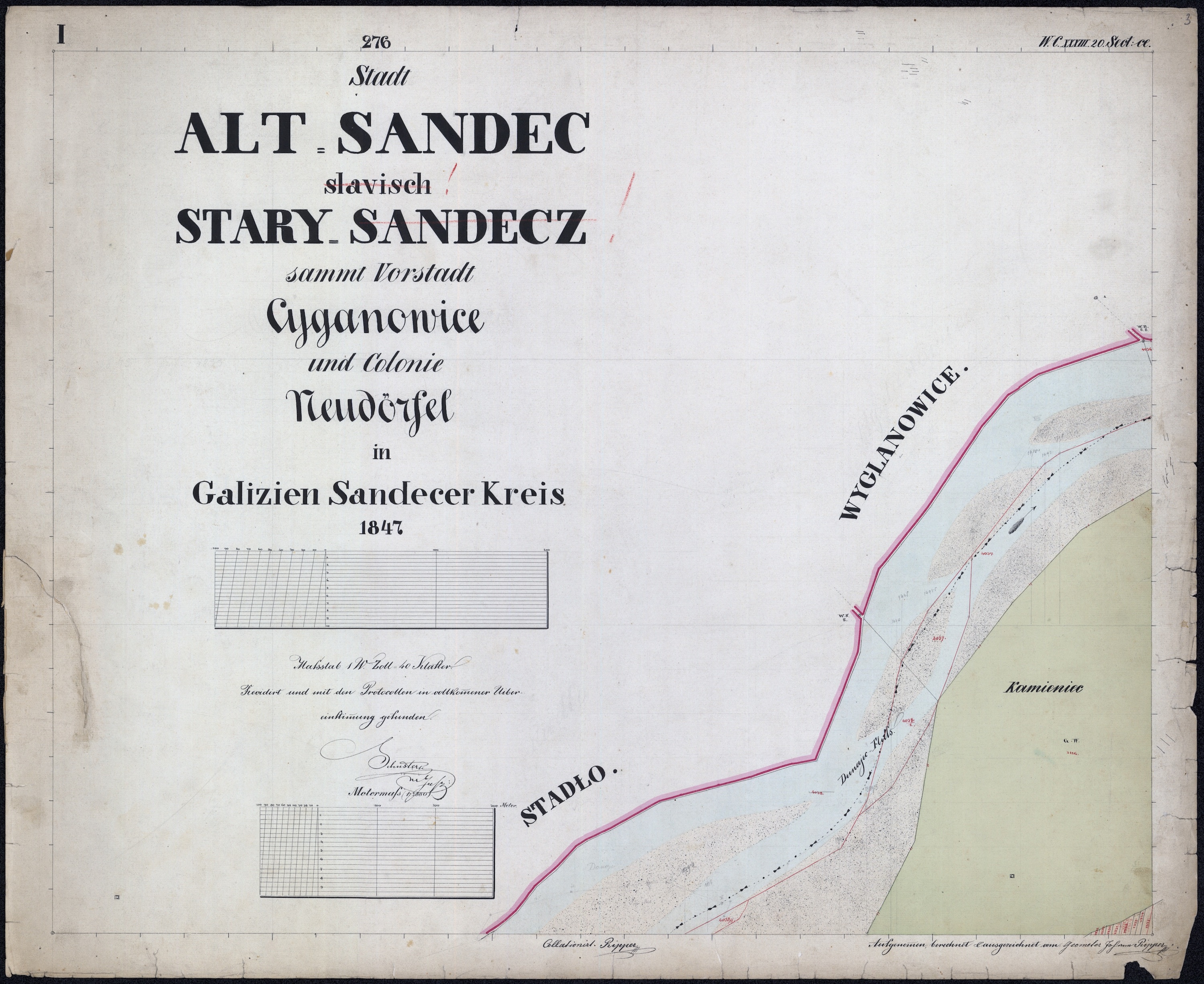 the 1847 cadastral map of Stary Sącz